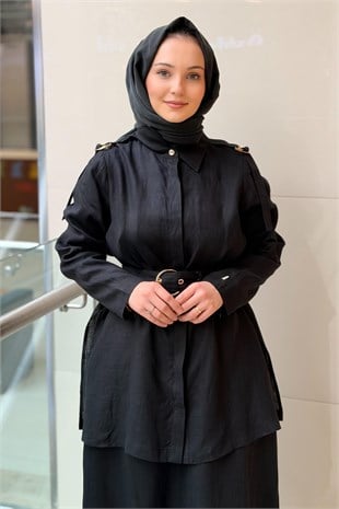 Missdalida Gizli Patlı Omuz Detaylı Keten Gömlek