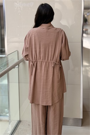 Nurcan Çetin Broş Detaylı Gömlek Pantolon Basic Takım