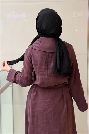 Nuss Geniş Yaka Önden İri Çıtçıtlı Kuşaklı Kap