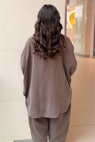 Ghisa Yarasa Kol Önü Kısa Arkası Uzun Tunik Pantolon Takım