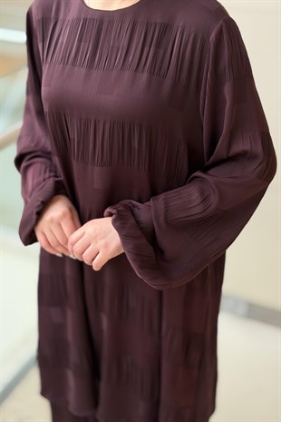 Nurcan Çetin Heddy Kare Desenli Tunik Pantolon Takım