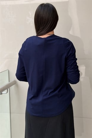 Fuat Gürşen Şifon Detaylı Daire Kolye Aksesuarlı Tunik
