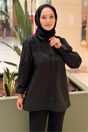 Ghisa Güpür Detaylı Pamuk Gömlek