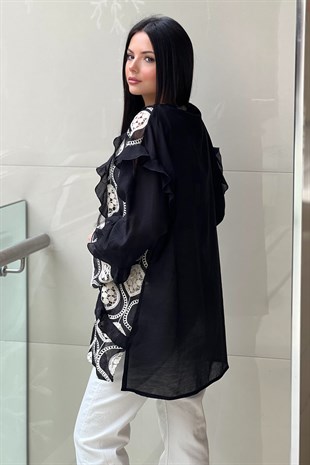 Ghisa Güpürlü Fırfırlı Organze Pamuk Kap