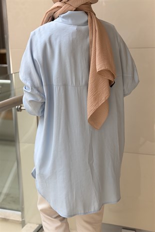 Tığ Triko Saten Yüzlü Oversize Gömlek
