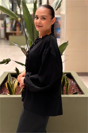 Ghisa Açık Bağlı Yaka Top Düğmeli Gömlek