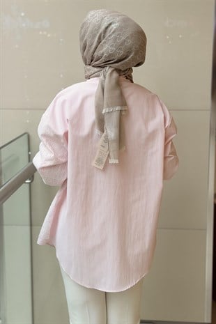 Ghisa Önü Dantel Çizgili Gömlek