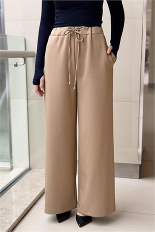 Sentez Jessica Kapak Cepli Geniş Paça Pantolon