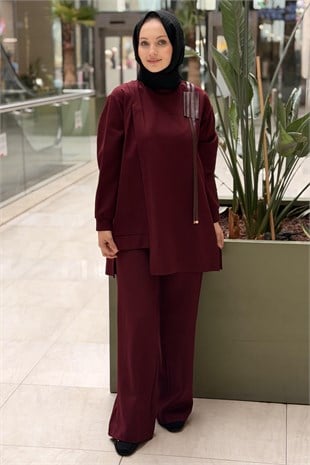 Ceremony Omuzu Deri Detaylı Luna Pantolonlu Takım