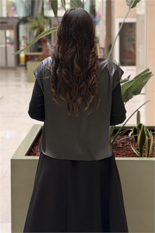Ceremony Yakası Çelik Kombinli Deri Süet Bluz