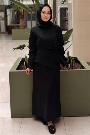 Ghisa Degaje Yaka Bel Bağlı Tunik