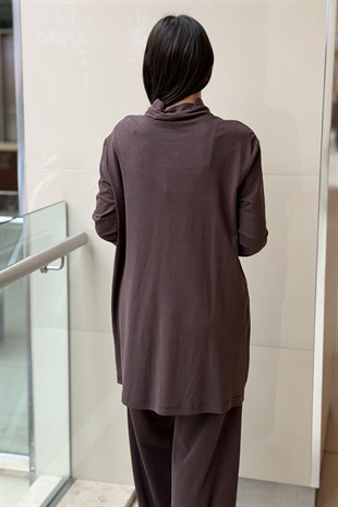 Nurcan Çetin Boğazı Stoperli Cepli Tunik Pantolon Takım