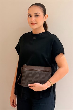 Mahal Bags Zigzag Desen Clutch Çanta