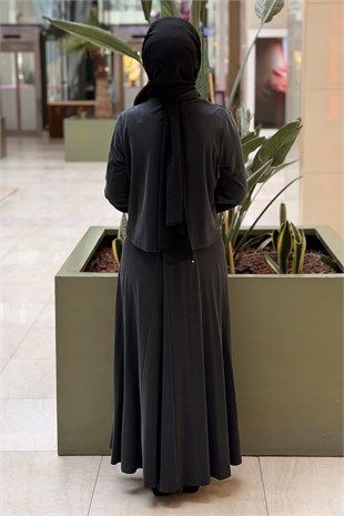 Nurcan Çetin Degaje Yaka Önü Büzgü Desenli Tunik Etek Takım