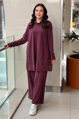 Nurcan Çetin Boğazı Stoperli Cepli Tunik Pantolon Takım