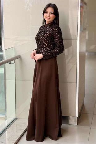 Matex Pul Payet Detaylı Kavis Abiye Elbise