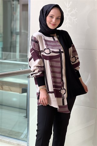 Ghisa Asimetrik Fermuarlı Saten Triko Kombin Tunik