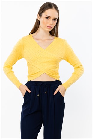 On Fashion Kruvze Örgü Desenli Kazak