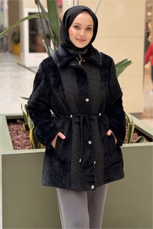 Matex Gömlek Yaka Önden Fermuarlı Peluş Kaban