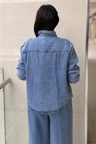 İpekyol Hotfix Baskılı Denim Gömlek