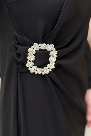 Matex Taş Toka Aksesuarlı Abiye Elbise