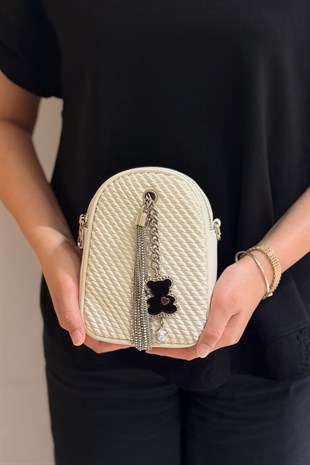 Mahal Bags Örgü Dokulu Çift Fermuarlı Çapraz Çanta