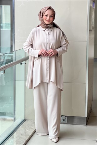 Ghisa Çift Düğme Detayli Gömlek Pantalon Takım