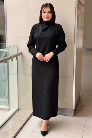 Ghisa Omuz Detaylı Tam Boy Elbise