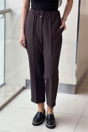 Sentez Beli Lastikli İnce Duble Paça Pantolon