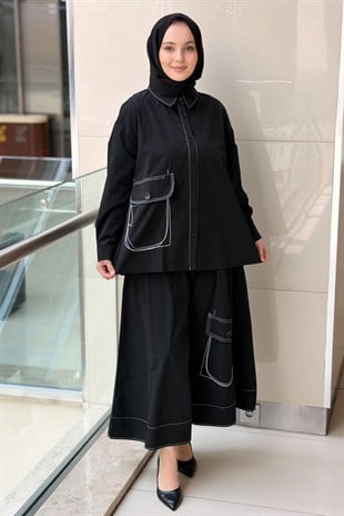 Ghisa Spor Dikişli Cepli Gömlek Pantolon Takım