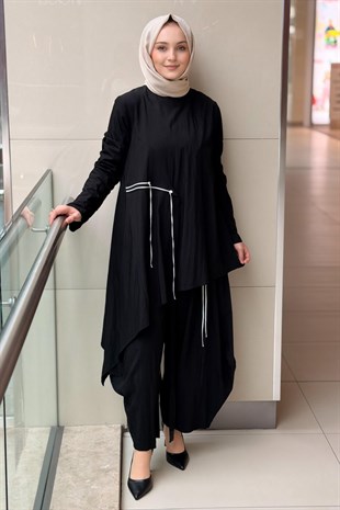 Kahma Saçak Detaylı Asimetrik Tunik Pantolon Takım