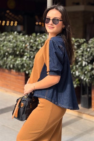 İpekyol Denim Mix Colorblock Triko Tunik