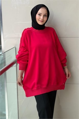 Ghisa Kolları Plise Merserize Detaylı Tunik