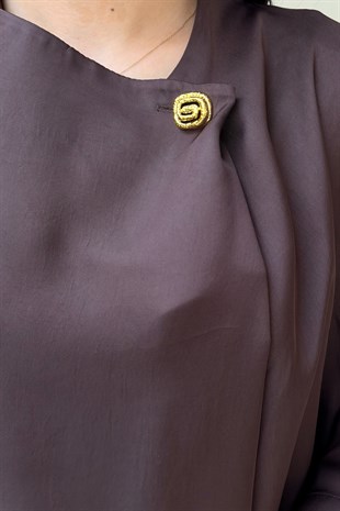 Ghisa Yaka Gold Düğmeli Asimetrik Kesim Tunik Pantolon Takım