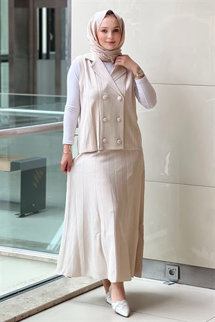 Tığ Triko Yelekli Etekli Rayon Takım