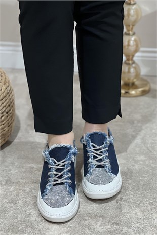 Majensia Önü Taşlı Ve Taş Bağlı Kot Sneaker Ayakkabı
