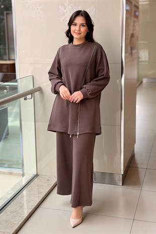 Nurcan Çetin Fermuar Detaylı Tunik Pantolon Takım