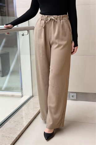 Mahal Beli İpli Lastikli Dört Cepli Bol Pantolon