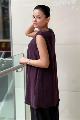 Missdalida Düz Renk Kolsuz Cupro İçlik Tunik