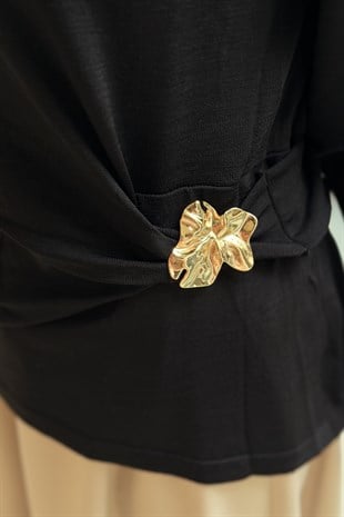 Ghisa Beli Tokalı Büzgülü Tunik