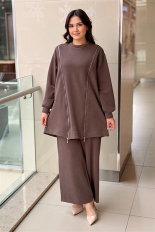 Nurcan Çetin Fermuar Detaylı Tunik Pantolon Takım