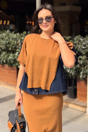 İpekyol Denim Mix Colorblock Triko Tunik