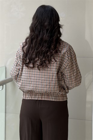 Twist Ekose Desen Bomber Mont