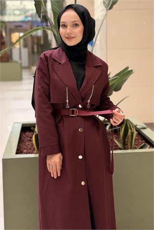 Ceremoy Fermuar Detaylı Yeleke Dönüşebilen Lora Trenç