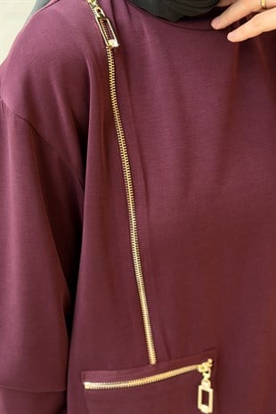 Nuss Fermuar Detaylı Tunik Pantolon Takım