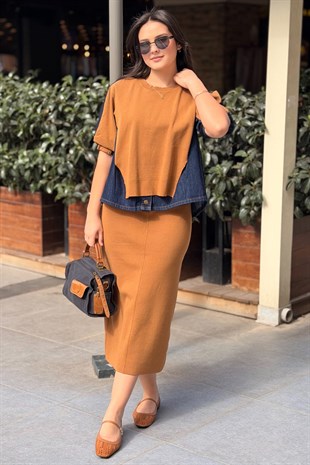 İpekyol Denim Mix Colorblock Triko Tunik