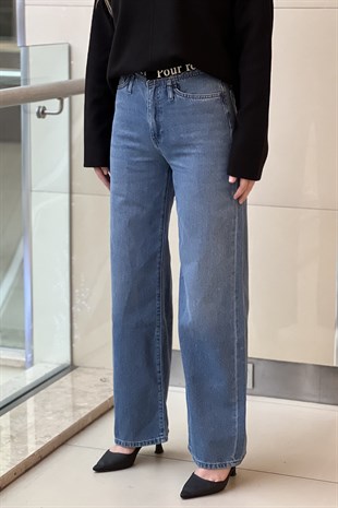Twist Sloganlı Elastik Bel Jean Pantolon