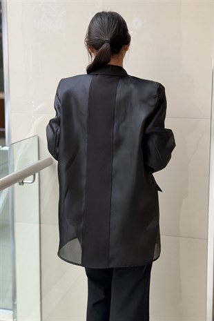 Kahma Kruvaze Yaka Organze Kombinli Blazer Ceket