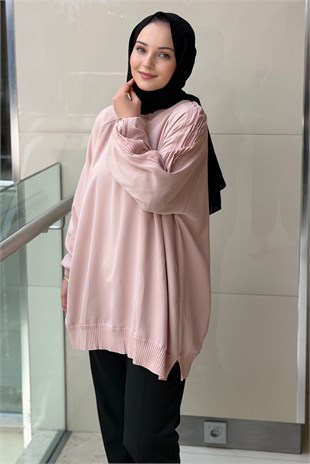 Ghisa Kolları Plise Merserize Detaylı Tunik