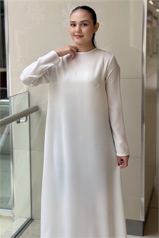 White Corner İthal Krep Uzun Kollu İçlik Elbise